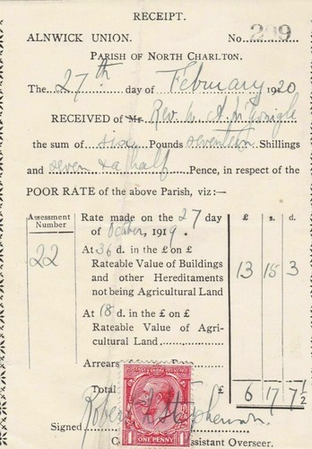 Stamp receipt alnwick - stamp, union