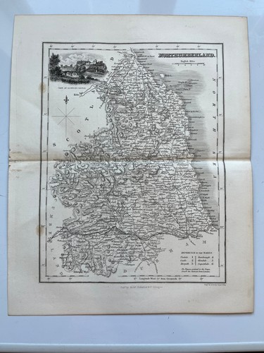Antique map northumberland - map,