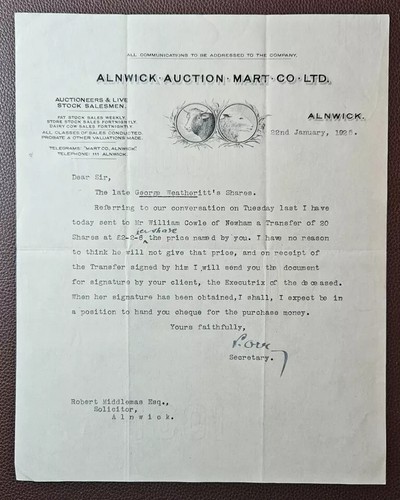 1925 alnwick auction mart - auction,
