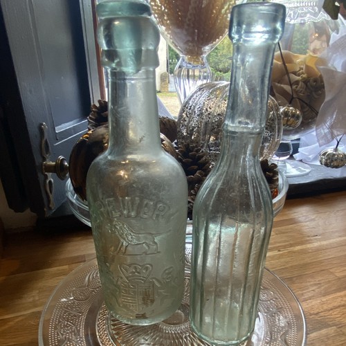 Aqua glass bottles vintage - aqua,