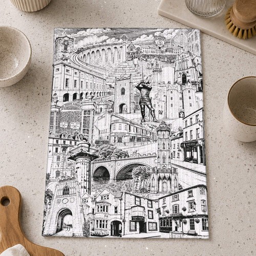 Alnwick tea towel - tea, |