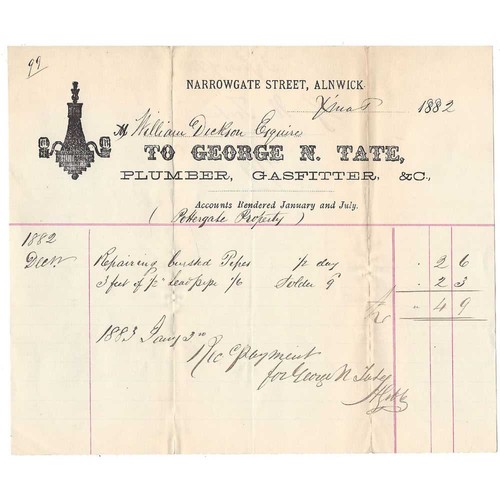 1882 billhead george tate - billhead,,