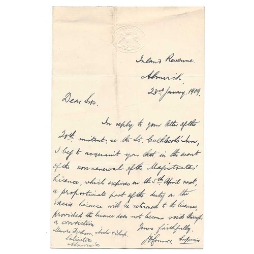 Alnwick letter sent 1909 by - alnwick,